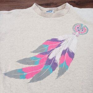Vintage Dream Catcher Feather Short Sleeve Shirt Size Large Heathered